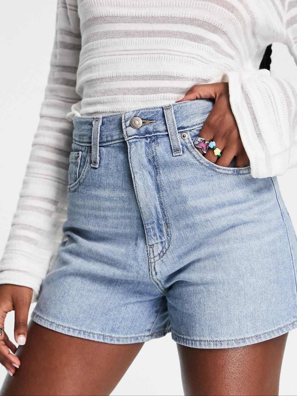 Levi's Light Blue High Loose Denim Shorts - Size 28